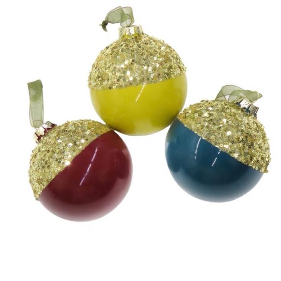 Set of 3 Boho Flair Ornaments by HGTV Home Collection - Picture 1 of 7